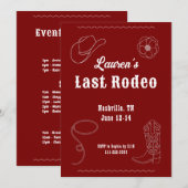 Last Rodeo Cowgirl Western Bachelorette Invitation Einladung (Vorne/Hinten)