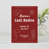 Last Rodeo Cowgirl Western Bachelorette Invitation Einladung (Stehend Vorderseite)
