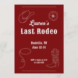 Last Rodeo Cowgirl Western Bachelorette Invitation Einladung
