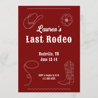 Last Rodeo Cowgirl Western Bachelorette Invitation Einladung