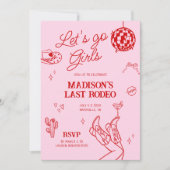 Last Rodeo Disco Cowgirl Bachelorette Einladung (Vorderseite)