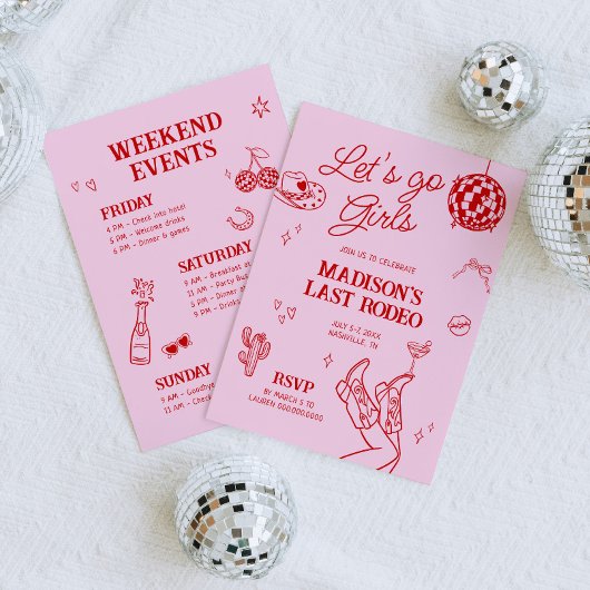 Last Rodeo Disco Cowgirl Bachelorette Einladung