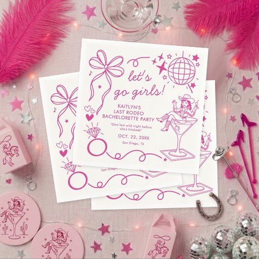 Last Rodeo Disco Cowgirl Bachelorette Party Serviette