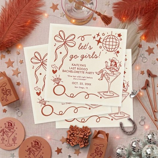 Last Rodeo Disco Cowgirl Bachelorette Party Serviette