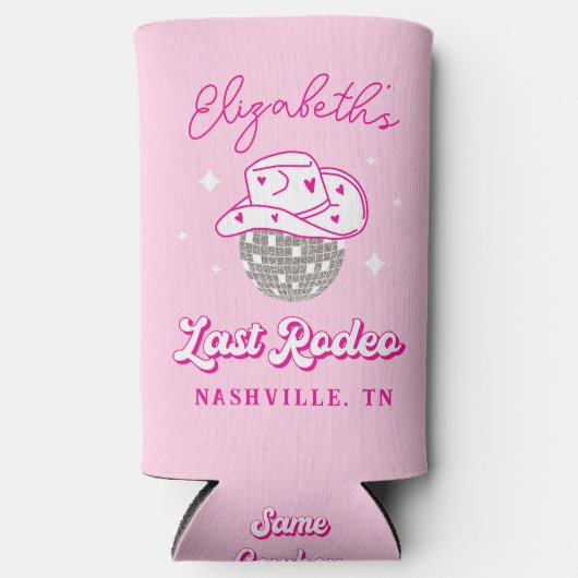 Last Rodeo Disco Cowgirl Bachelorette Selters Dosenkühler (Vorderseite)