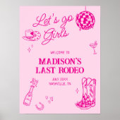 Last Rodeo Disco Cowgirl Bachelorette Willkommen Poster (Vorne)