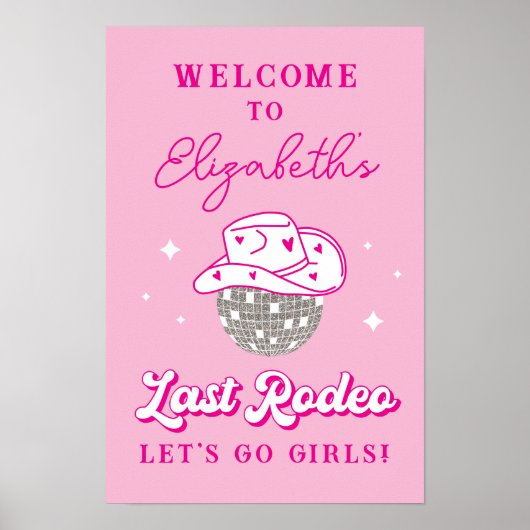 Last Rodeo Disco Cowgirl Bachelorette Willkommen Poster (Vorne)