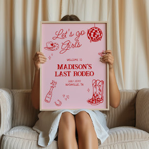 Last Rodeo Disco Cowgirl Bachelorette Willkommen Poster