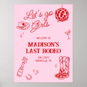 Last Rodeo Disco Cowgirl Bachelorette Willkommen Poster (Vorne)