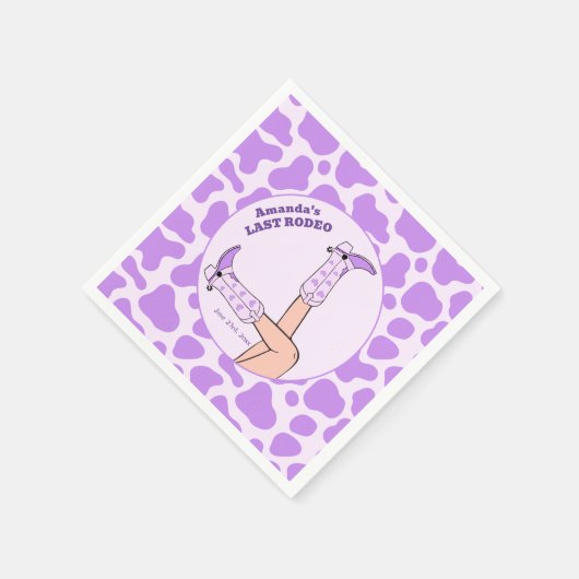 Last Rodeo Lila Cowgirl Brautparty Party Serviette (Ecke)