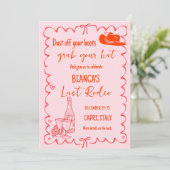 Last rodeo Nashville Bachelorette Weekend Party Einladung (Stehend Vorderseite)