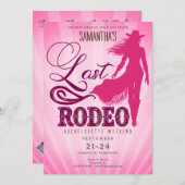 Last Rodeo Pink Cowgirl Nashville Bachelorette Einladung (Vorne/Hinten)