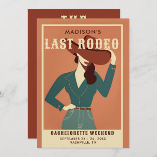 Last Rodeo Vintag Terracotta Cowgirl Bachelorette Einladung