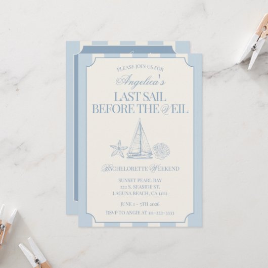 Last Sail Before The Veil Bachelorette Itinerary & Einladung (Vorderseite/Rückseite Beispiel)