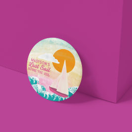 Last Sail Before the Veil Sailboat and Sunset Button