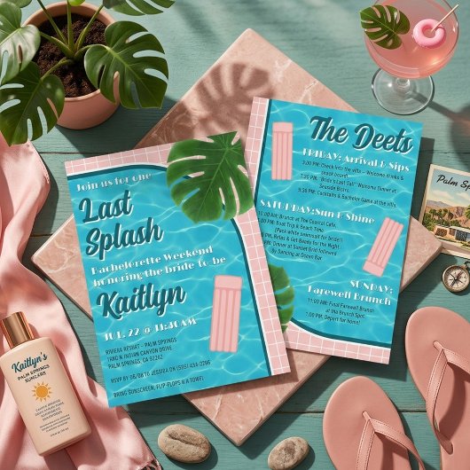 Last Splash Bachelorette Weekend Party Itinerary Einladung