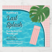 Last Splash Bachelorette Weekend Pool Party Alkoholflaschenetikett (Einzelnes Label)