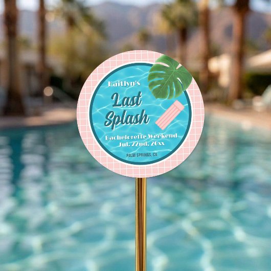 Last Splash Bachelorette Weekend Pool Party Favor Runder Aufkleber
