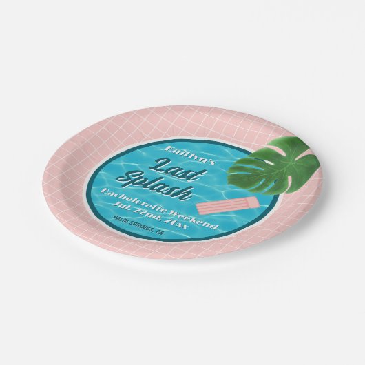 Last Splash Bachelorette Weekend Pool Party Pappteller (Schrägansicht)