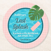 Last Splash Bachelorette Weekend Pool Party Runder Pappuntersetzer (Vorderseite)