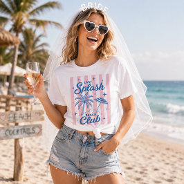 Last Splash Beach Club Rosa Streifen Junggesellinn Tri-Blend Shirt