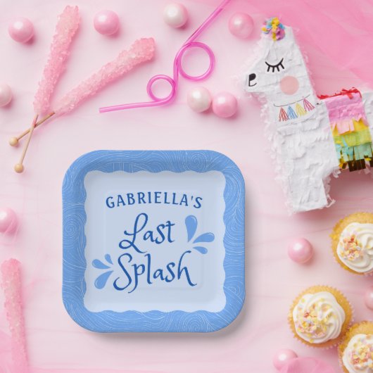 "Last Splash Beach Pool Blue Junggeselinnen-Abschi Pappteller (Party)