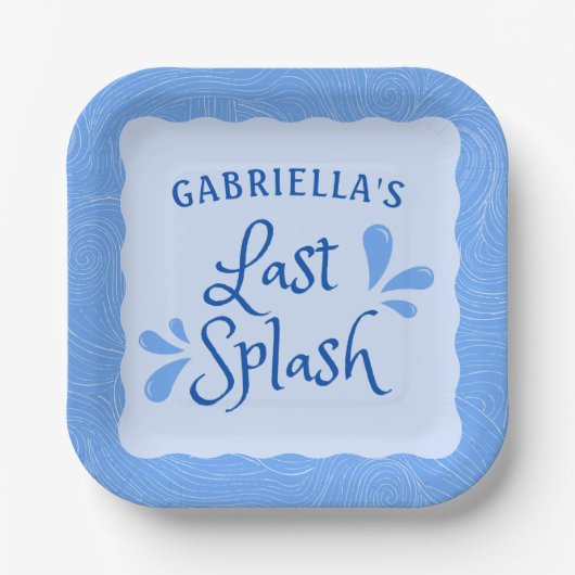 "Last Splash Beach Pool Blue Junggeselinnen-Abschi Pappteller (Vorderseite)