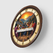 Last Supper Scenic Sunset Runde Wanduhr (Winkel)