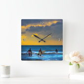 Last Surfing Of The Day Quadratische Wanduhr (Zuhause)