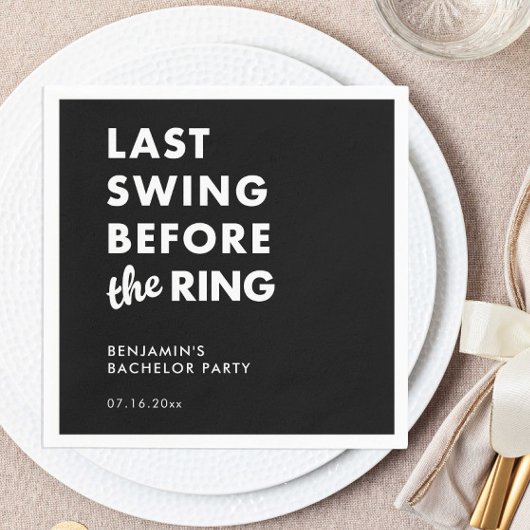 Last Swing Before the Ring Bachelor Party Minimal Serviette