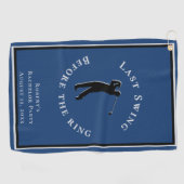 Last Swing Before The Ring Blue Bachelor Party Golfhandtuch (Horizontal)