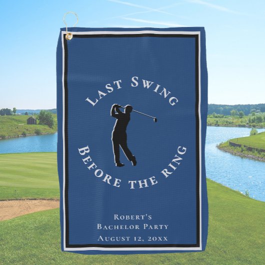 Last Swing Before The Ring Blue Bachelor Party Golfhandtuch