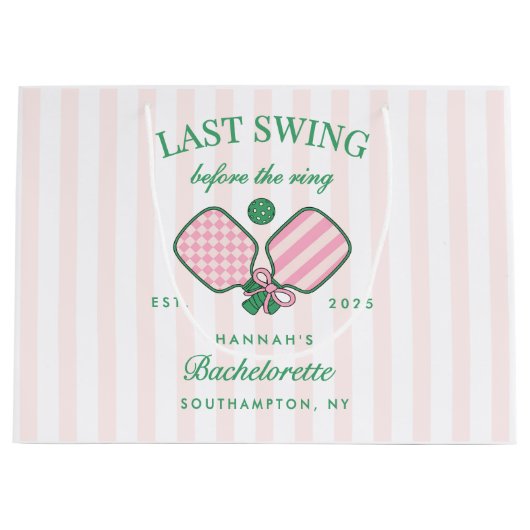 Last Swing Before The Ring Pickleball Bach Weekend Große Geschenktüte (Vorderseite)