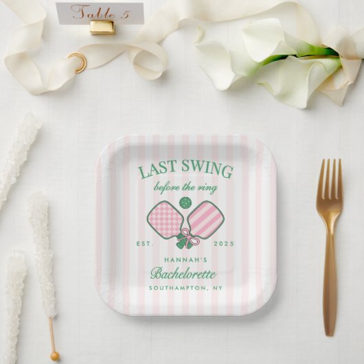 Last Swing Before The Ring Pickleball Bach Weekend Pappteller (Hochzeit)