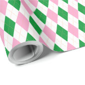 Last Swing Golf Bachelorette Pink Green Argyle Geschenkpapier (Rolleneckpunkt)
