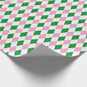 Last Swing Golf Bachelorette Pink Green Argyle Geschenkpapier (Ecke)