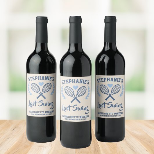 Last Swing Tennis Country Club Bachelorette Weinetikett