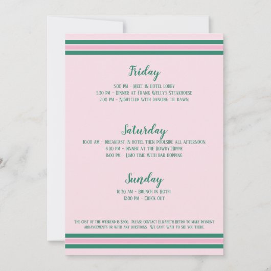 Last Swing Tennis Country Club Bacheloretto Einladung (Rückseite)