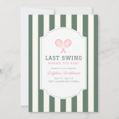 Last Swing Tennis Green Stripe Bachelorette Einladung (Vorderseite)