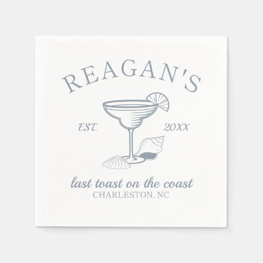 "Last Toast on Coast" Beach Junggeselinnen-Abschie Serviette (Vorderseite)