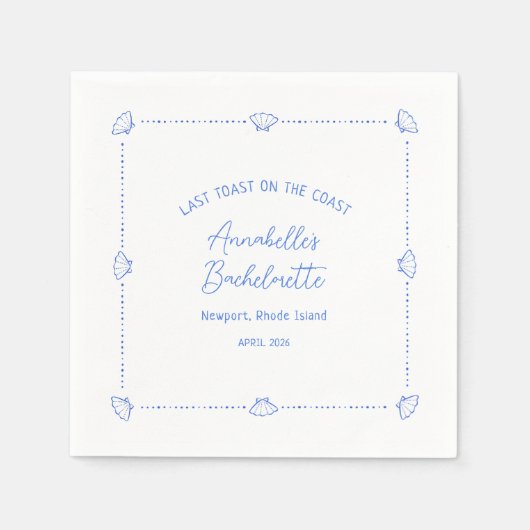 Last Toast on the Coast Bachelorette Party Blue Serviette (Vorderseite)