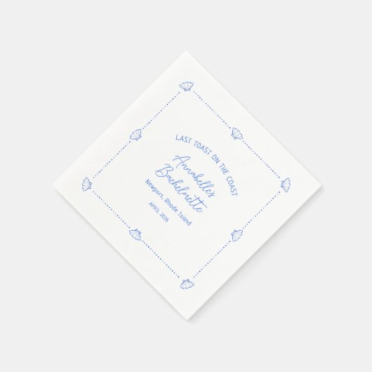 Last Toast on the Coast Bachelorette Party Blue Serviette (Ecke)