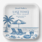 Last Toast on the Coast Beach Bachelorette Party  Pappteller (Vorderseite)