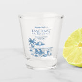 Last Toast on the Coast Beach Bachelorette Party Schnapsglas (Vorderseite)