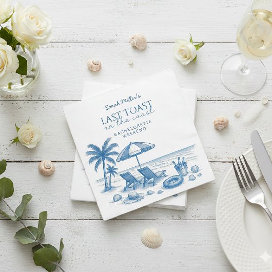 Last Toast on the Coast Beach Bachelorette Party  Serviette