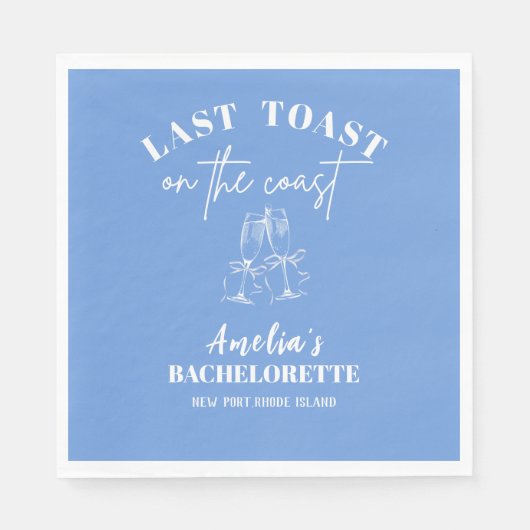 Last toast on the coast blue bachelorette party  serviette (Vorderseite)