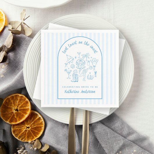 Last Toast on the Coast Blue Stripes Beach  Serviette