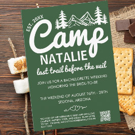 Last Trail Before The Veil Camp Bachelorette Party Einladung