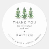 Last Trail Pine Forest Camping Bachelorette Party Runder Aufkleber (Vorderseite)