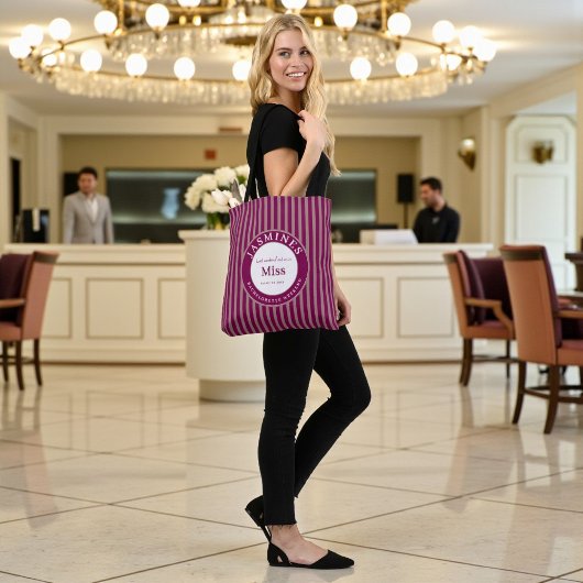 Last Weekend Out Miss Burgundy Taupe Stripes Tasche